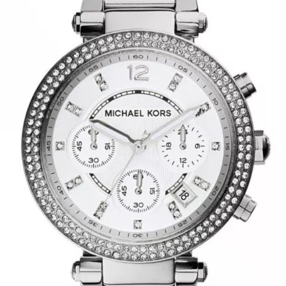 Michael Kors Crystal-Accented Silver Watch Womens - Picture 1 of 13